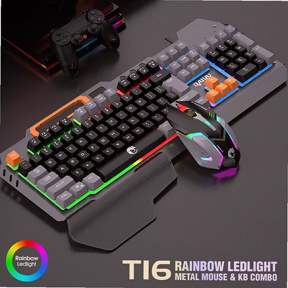 Rainbow LED Gaming Keyboard and Backlit Mouse Combo for Laptop PC Computer Game