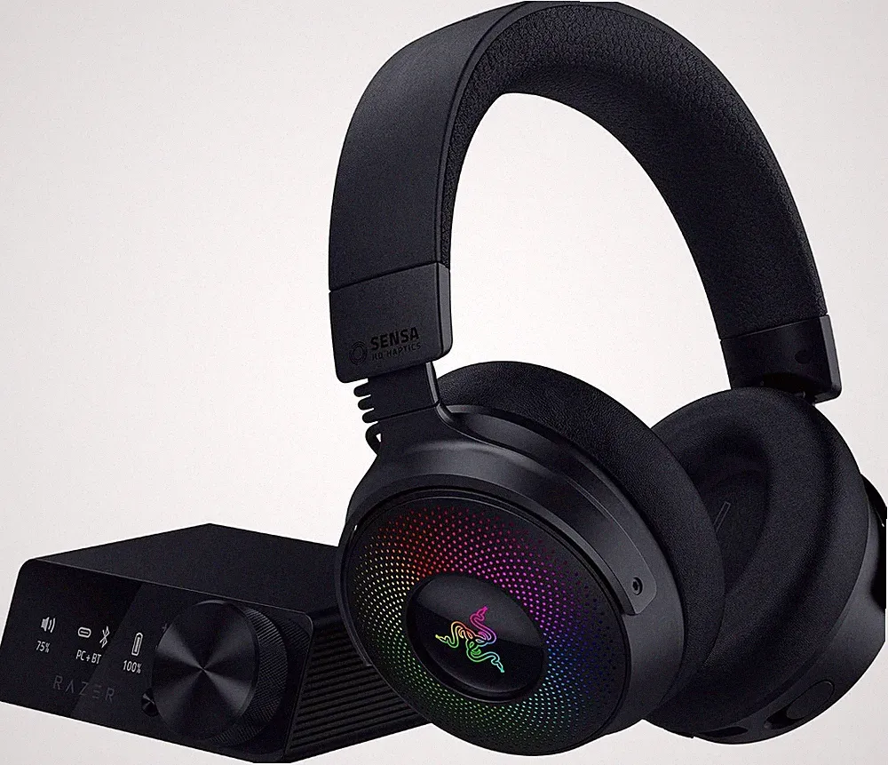 Razer - Kraken V4 Pro wireless gaming head set with OLED control hub HyperSpeed