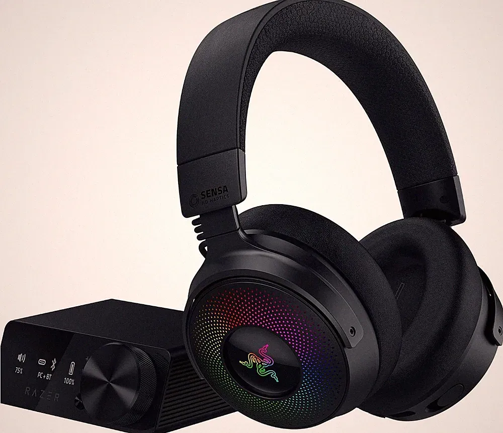 Razer - Kraken V4 Pro wireless gaming head set with OLED control hub HyperSpeed