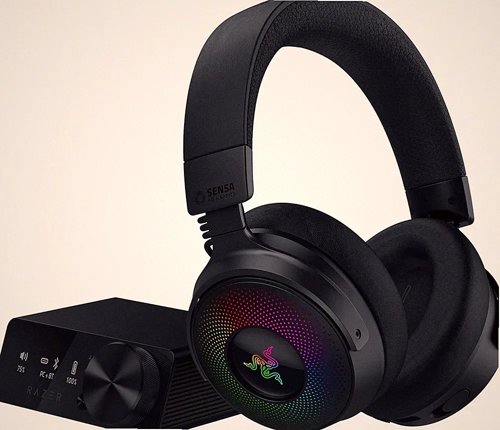 Razer - Kraken V4 Pro wireless gaming head set with OLED control hub HyperSpeed
