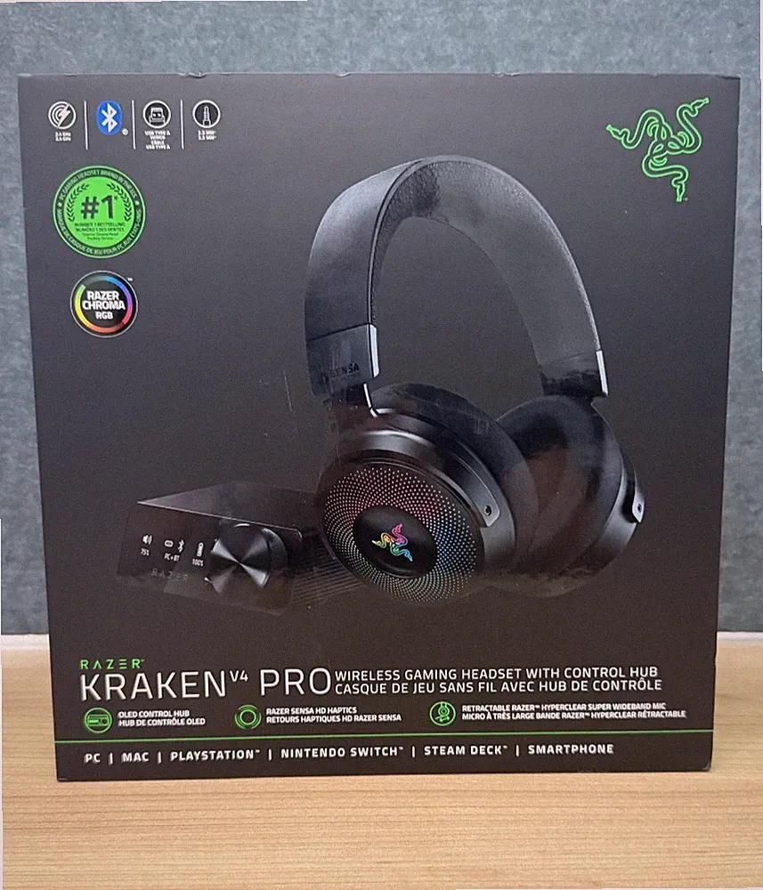 Razer Kraken V4 Pro Wireless RGB Gaming Headset OLED Control Hub New - FREE SHIP