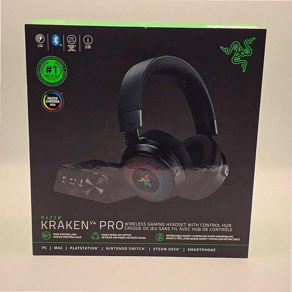 Razer Kraken V4 Pro Wireless RGB Gaming Headset w/ OLED Control Hub New