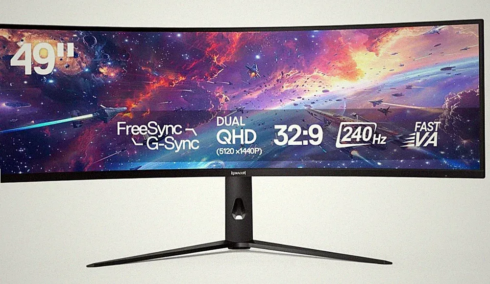 Redragon 49" Curve Compute Gaming Monitor - DQHD 5120x1440, 32:9, 240Hz, 2.2ms
