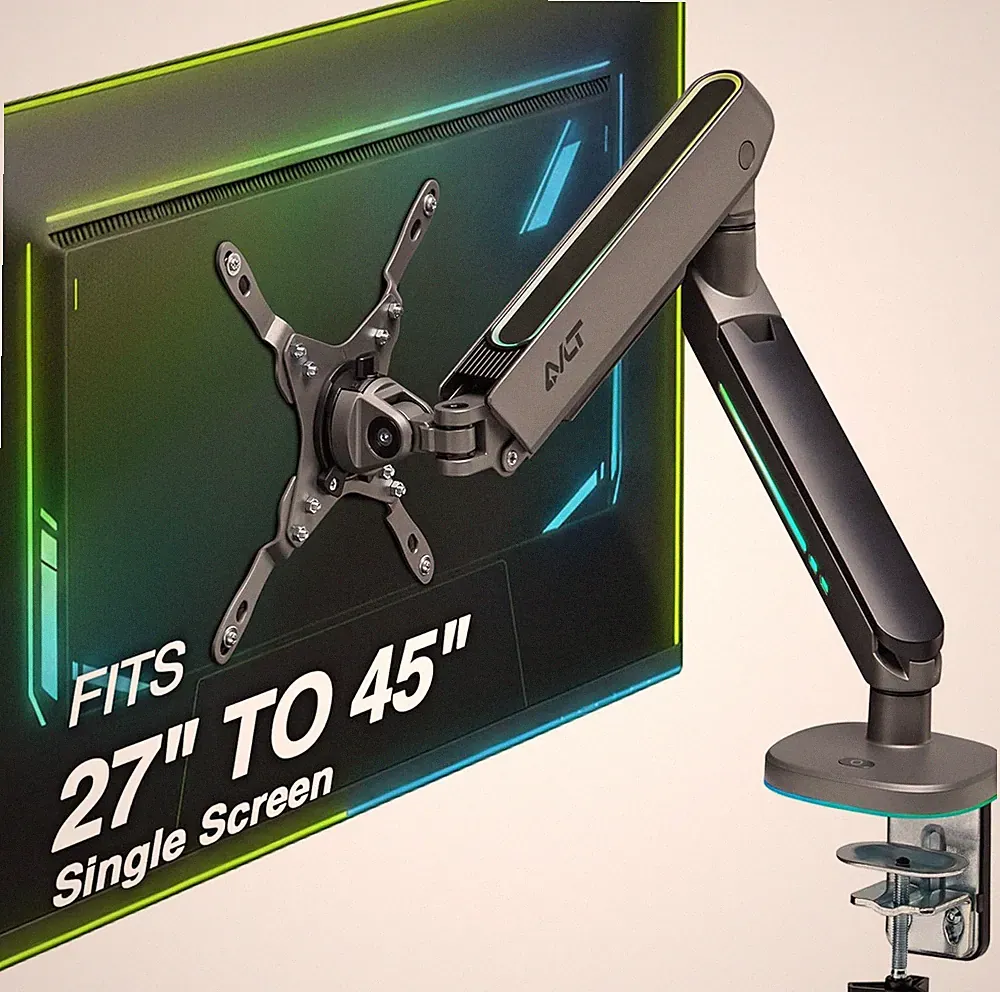 RGB Gaming Monitor Arm Desk Mount with 20 Lighting Modes - Adjustable Stand