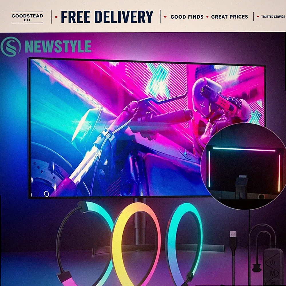 RGB LED Light Strip for Monitor Backlight, App & Music Sync, USB Gaming Lights