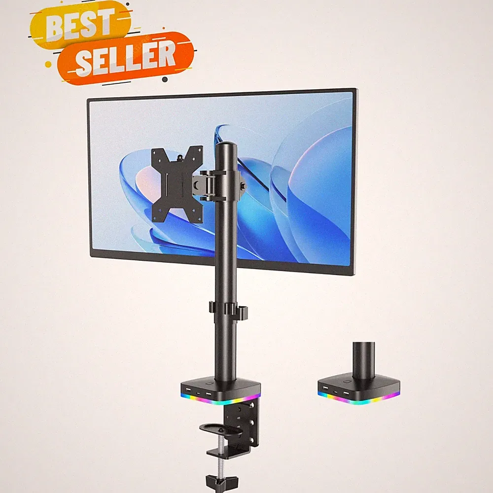 RGB Monitor Stand with USB Hub for 13-27" Monitors, up to 17.6 lbs