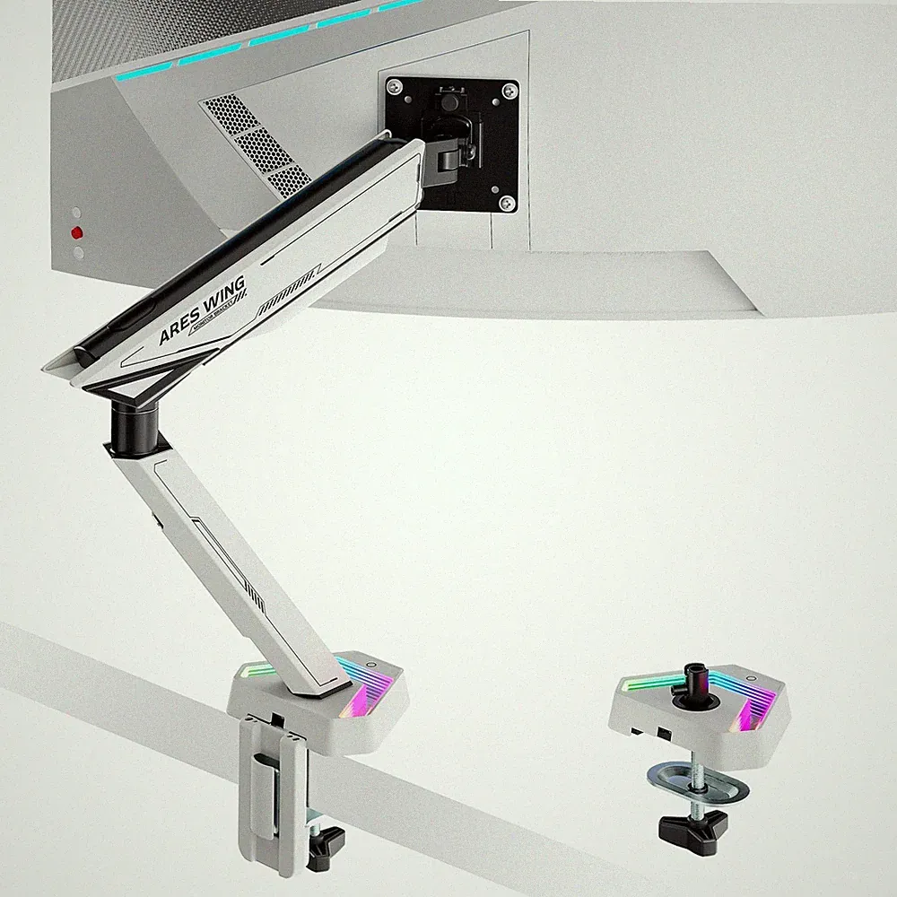 RGB Single Monitor Arm Desk Mount for 17-45 inches Flat and Curved Monitors,...