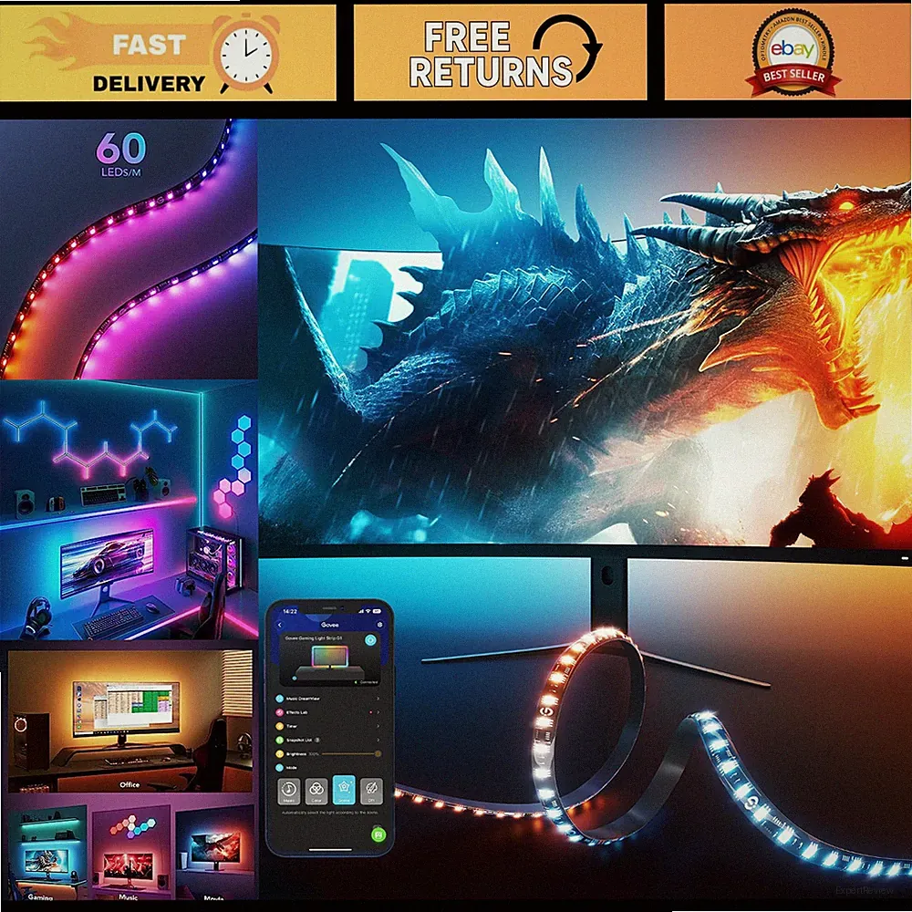 RGBIC Gaming Monitor Backlight, LED Strip Lights for 27-34 Inch PC, Ambiance Lig