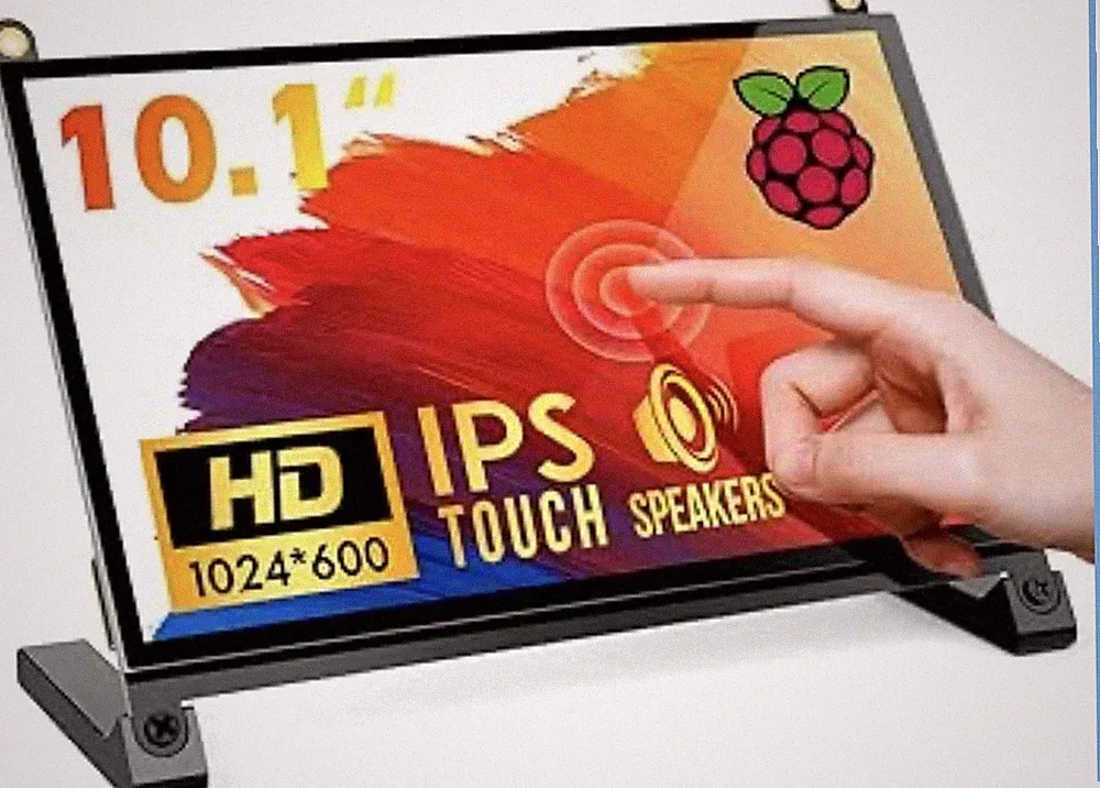 ROADOM 10.1” Raspberry Pi Touchscreen Monitor IPS 1024x600 HDMI Speakers New