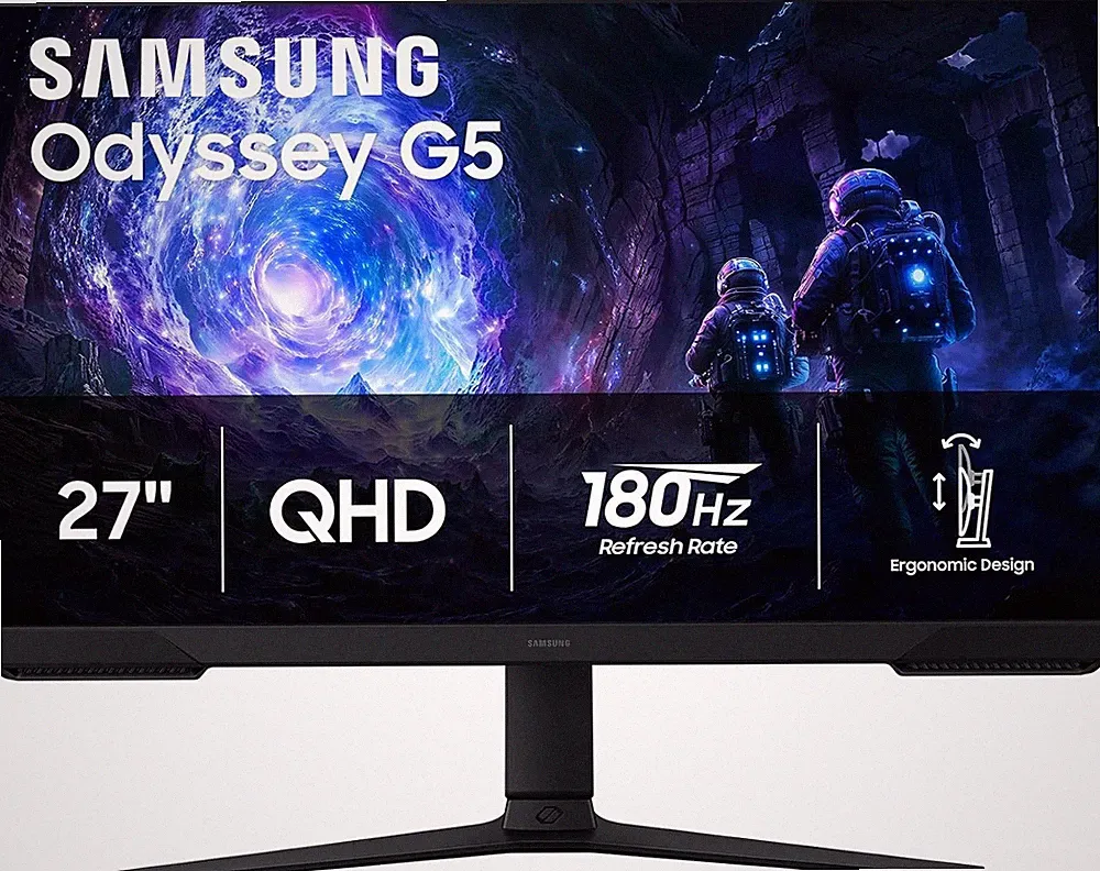 Samsung 27" Odyssey G5 (G51F) Series QHD (1440P) Gaming Monitor | 180Hz, 1ms, AM
