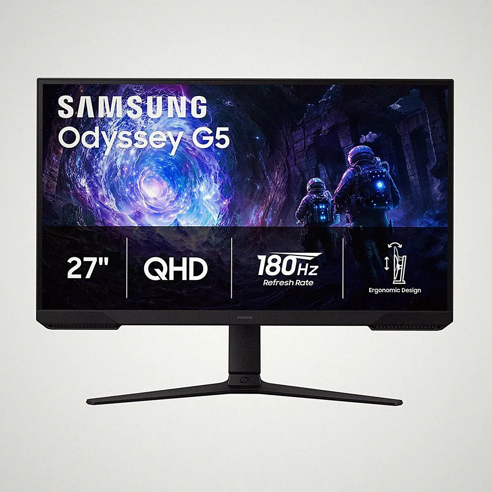 Samsung 27" Odyssey G5 QHD 1440p 180Hz 1ms HDR10 FreeSync Gaming Monitor Black