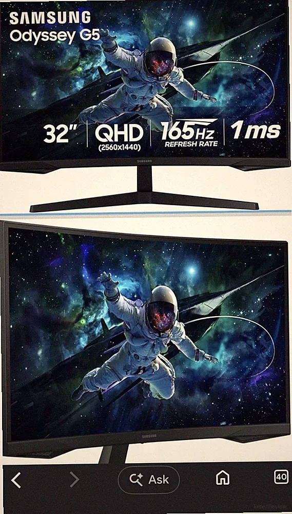 Samsung 32" Odyssey G55C Curved QHD Gaming Monitor – 165Hz, 1ms, HDR10