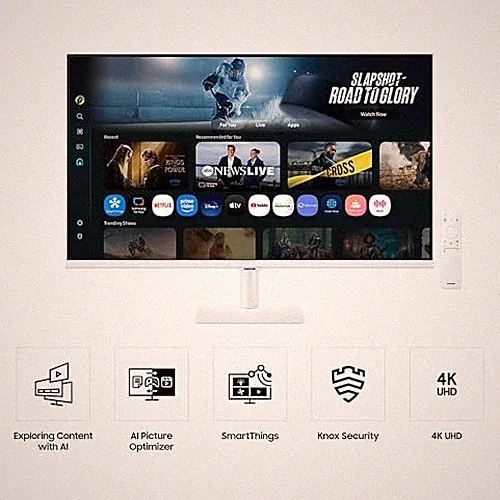 SAMSUNG 32” SMART MONITOR M7 (M70F) 4K UHD DISPLAY, SAMSUNG VISION AI, - WHITE