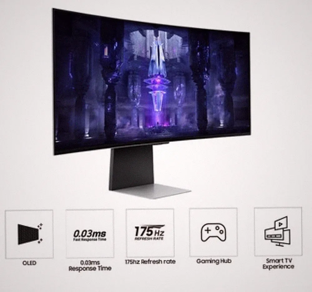 SAMSUNG 34-Inch Odyssey G85SB Series QD-OLED Ultra WQHD Curved Gaming Monitor
