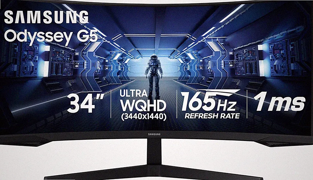 Samsung 34 Odyssey G5 Ultra-Wide Curved Monitor,165Hz, 1ms, FreeSync (LC34G55TWW