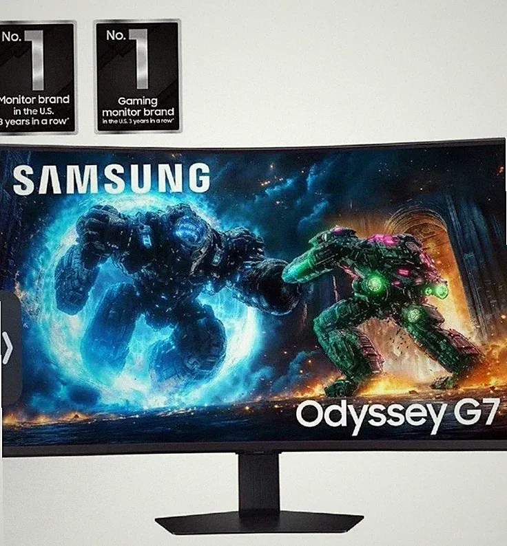 SAMSUNG 37” ODYSSEY G7 (G75F) 4K UHD RESOLUTION, 165HZ, CURVED GAMING MONITOR