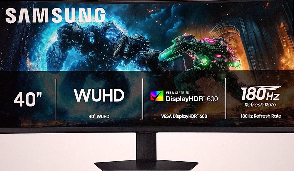 Samsung 40” Odyssey G7 (G75F) Series WUHD Curved Gaming Monitor 180Hz, 1Ms
