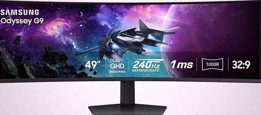 SAMSUNG 49" Odyssey G9 (G95C) Series DQHD 1000R Curved Gaming Monitor, 240Hz, 1M