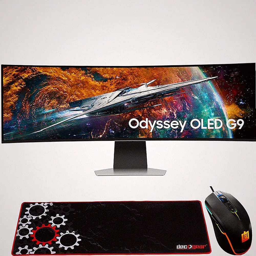 Samsung 57" Odyssey Neo G9 Dual 4K Mini-LED Curved Gaming Monitor + Mouse & Pad