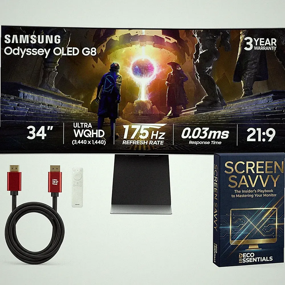 Samsung G85SD 34-inch Odyssey OLED G8 Ultra-WQHD Curved Gaming Monitor Bundle