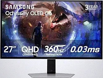 Samsung LS27DG602SNXZA 27" G60SD Odyssey OLED QHD 360Hz Gaming Monitor (2024)