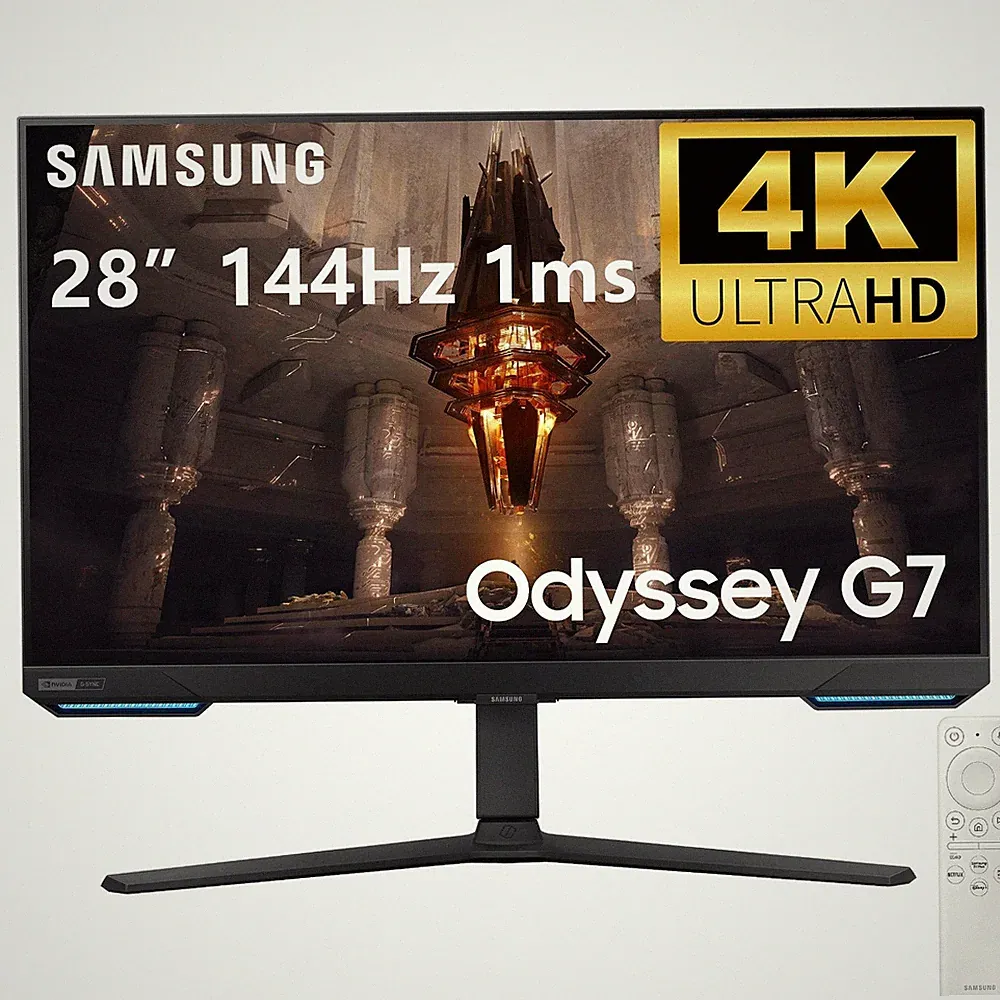 SAMSUNG Odyssey G7 28" 4K UHD IPS 144Hz 1ms G-Sync Compatible Gaming Monitor