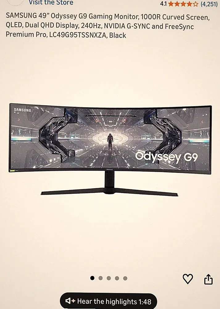Samsung Odyssey G9 Ultrawide 49-inch QLED Gaming Monitor for Parts Only