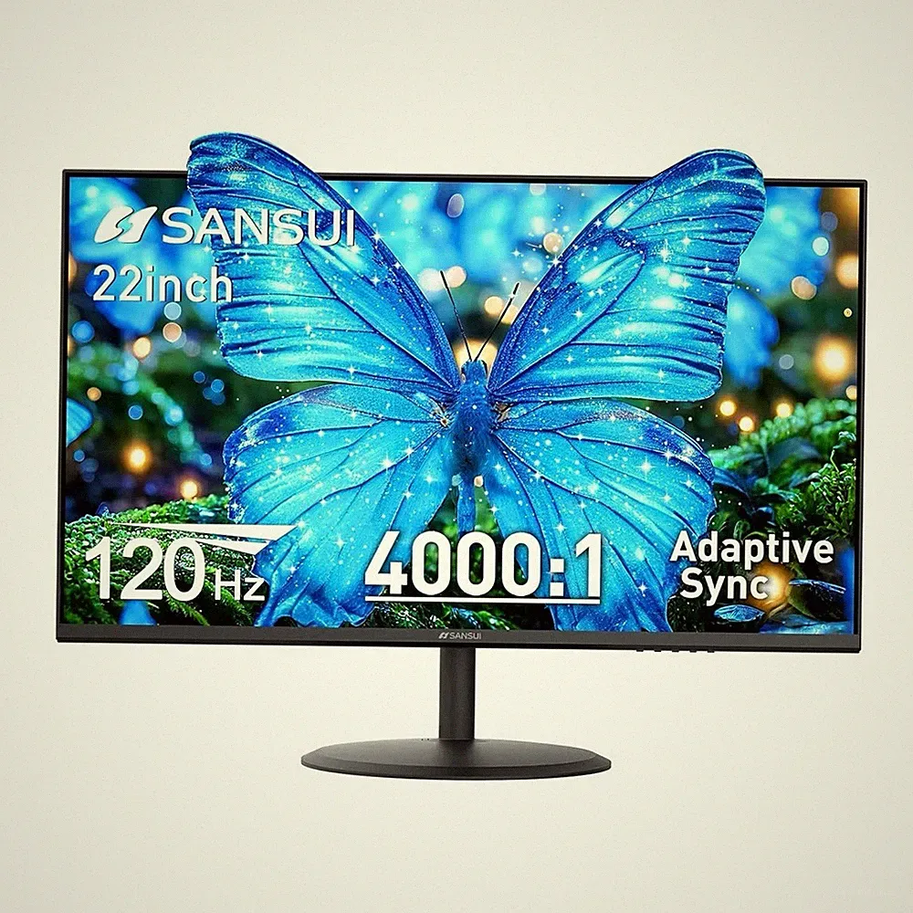 Sansui 22" FHD 120Hz Monitor 4000:1 Adaptive Sync HDMI VGA Open Box