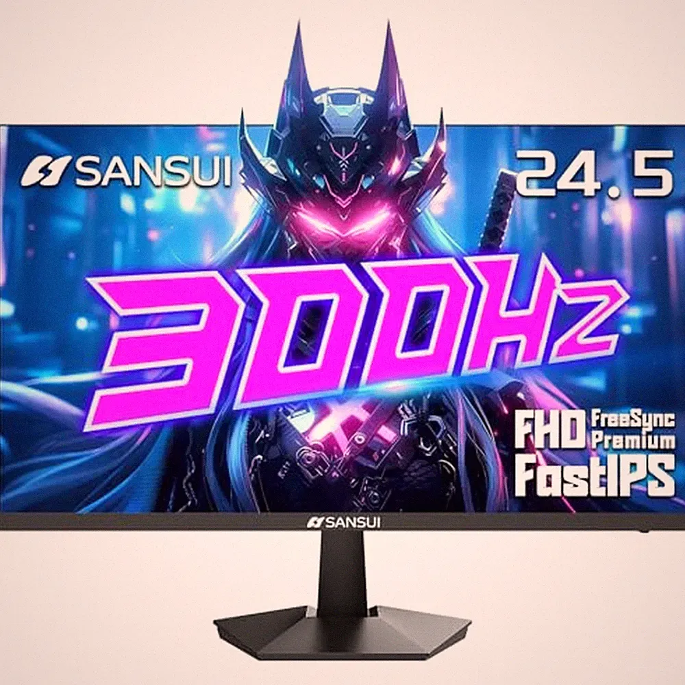 SANSUI 24.5 Inch 300hz 240hz, FHD 1080P Gaming Monitor for FPS PC Gaming