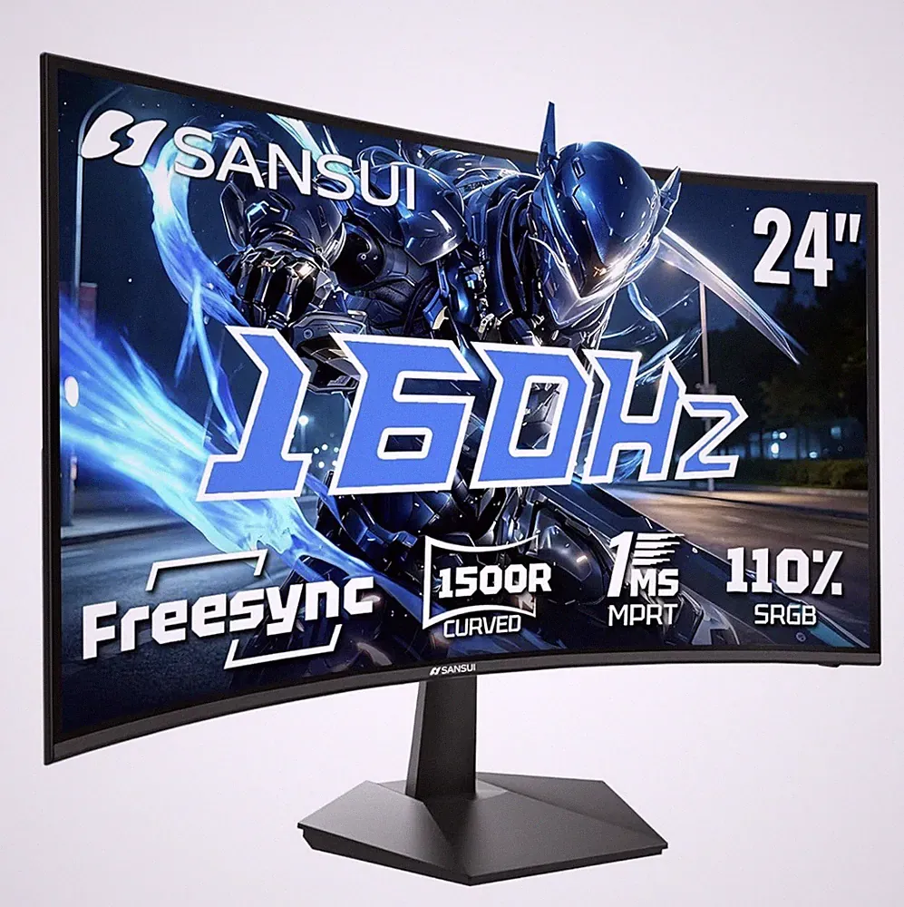 SANSUI 24" Curved 160Hz Gaming Monitor - Fast VA Display, FHD