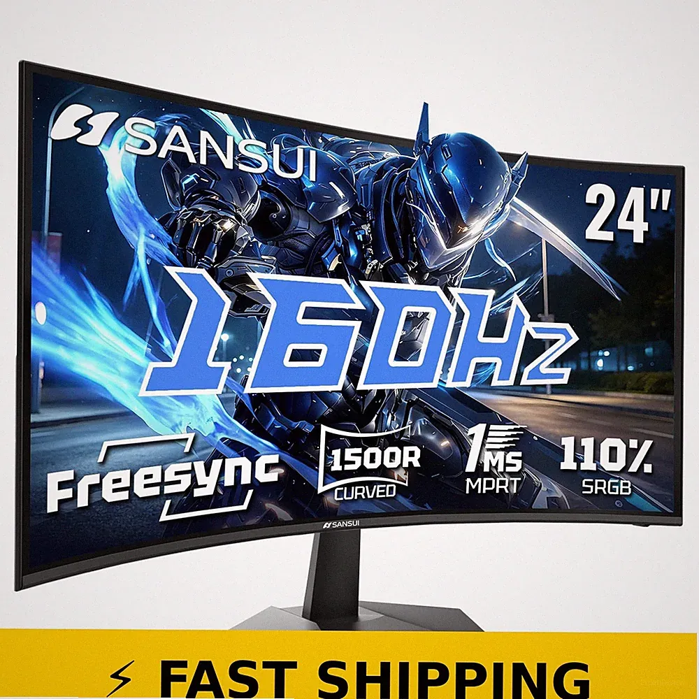 SANSUI 24" Curved 160Hz Gaming Monitor - Fast VA Display, FHD