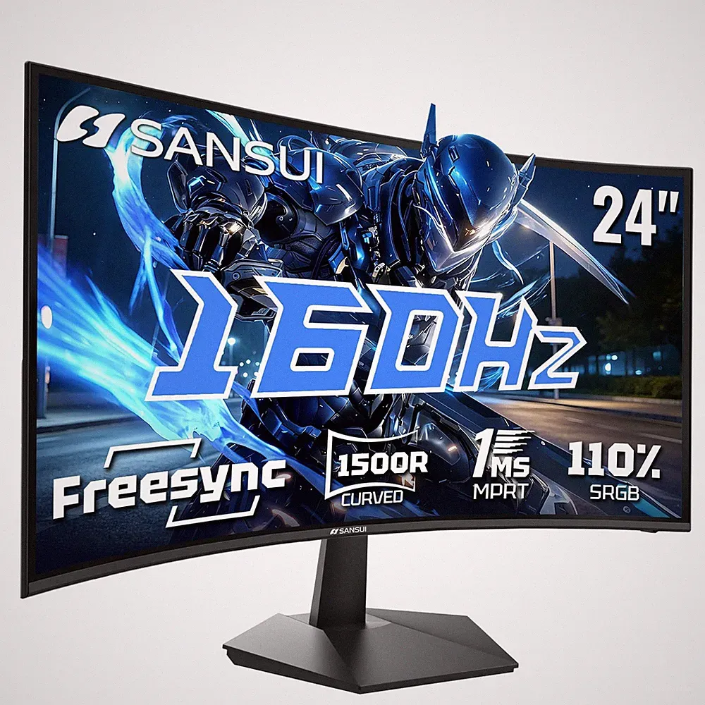 SANSUI 24 Inch Curved 160Hz Gaming Monitor,1500R 24 inch, Black