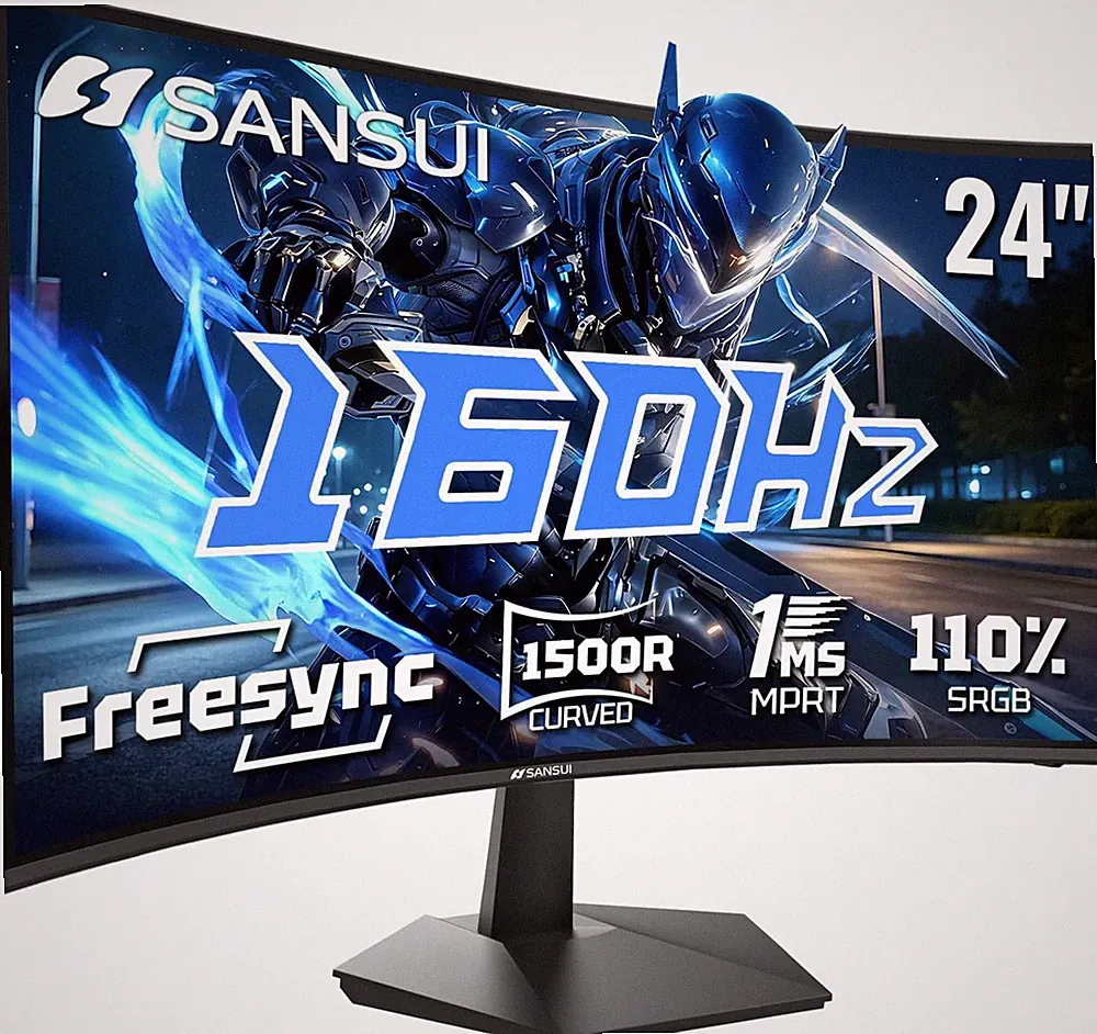 SANSUI 24 Inch Curved 160Hz Gaming Monitor,1500R Curved Gaming Monitor