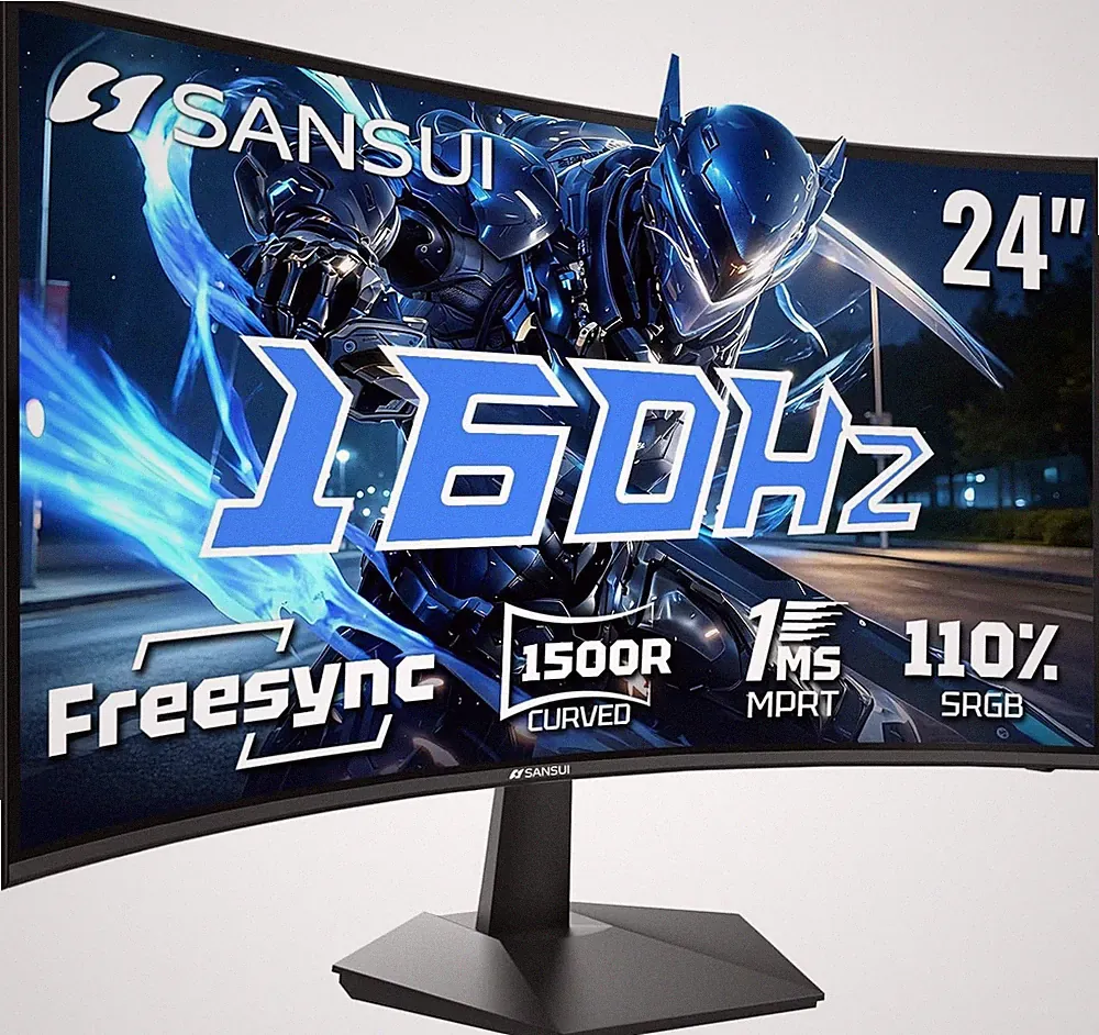 SANSUI 24 Inch Curved 160Hz Gaming Monitor,1500R Curved Gaming Monitor FHD 10...