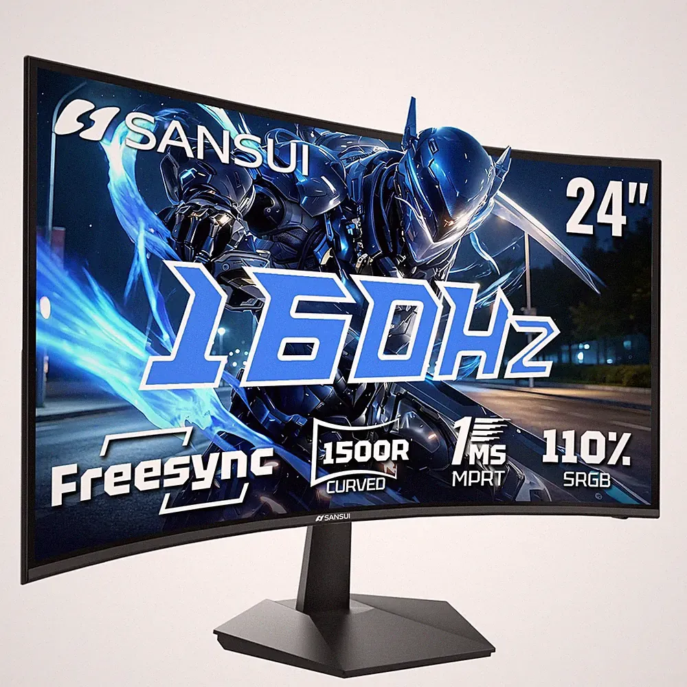 SANSUI 24 Inch Curved 160Hz Gaming Monitor,1500R Curved Gaming Monitor FHD 10...