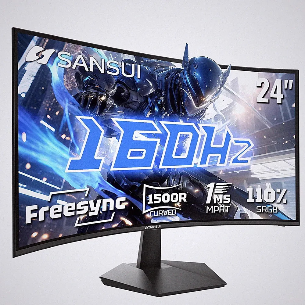 SANSUI 24 Inch Curved 160Hz Gaming Monitor,1500R Curved Gaming Monitor FHD 10...