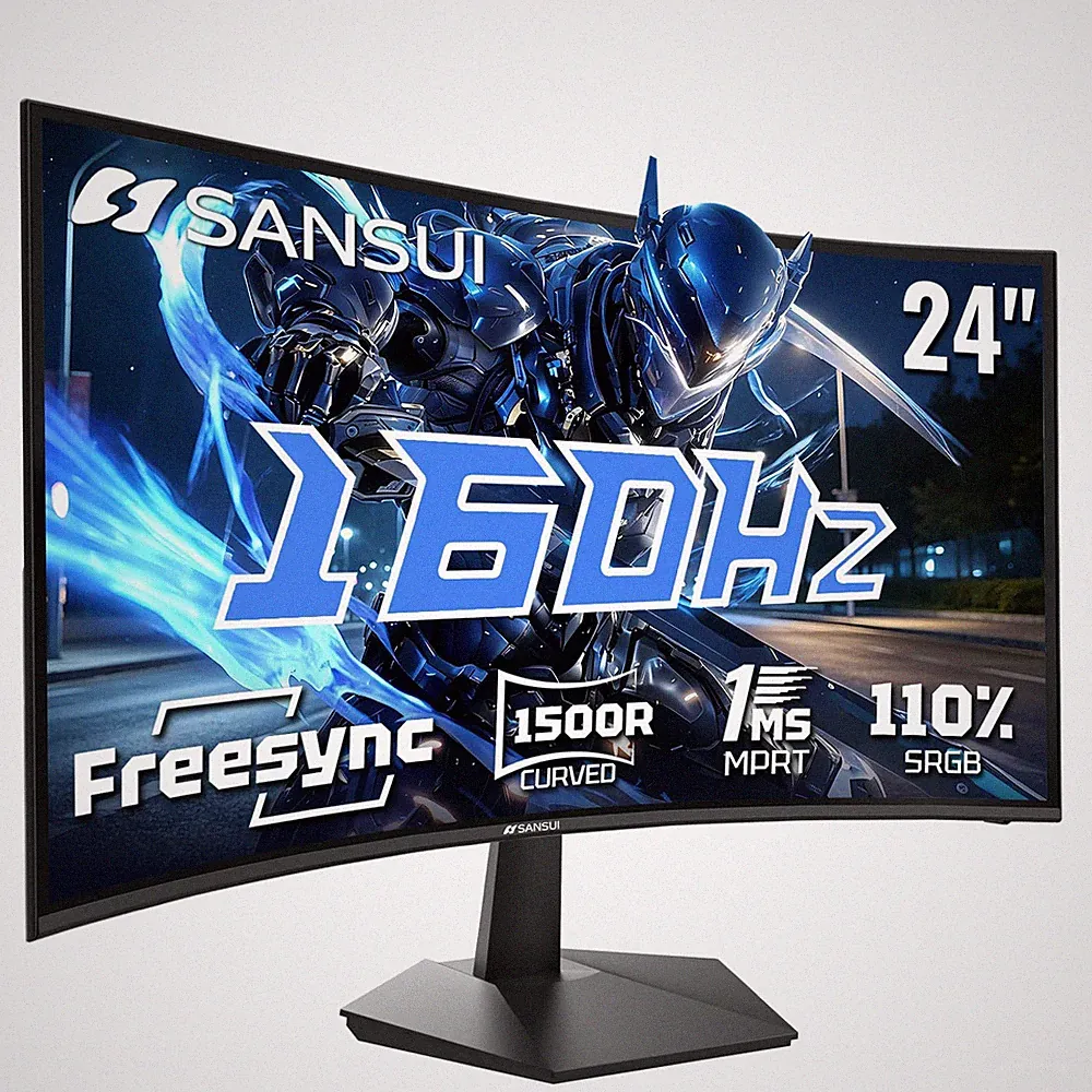 SANSUI 24 Inch Curved 160Hz Gaming Monitor,1500R Curved Gaming Monitor FHD 10...