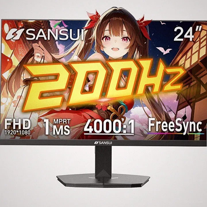 SANSUI 24 Inch Gaming Monitor 180Hz 1Ms Freesync HDR 110% Srgb FHD 1080P Compute