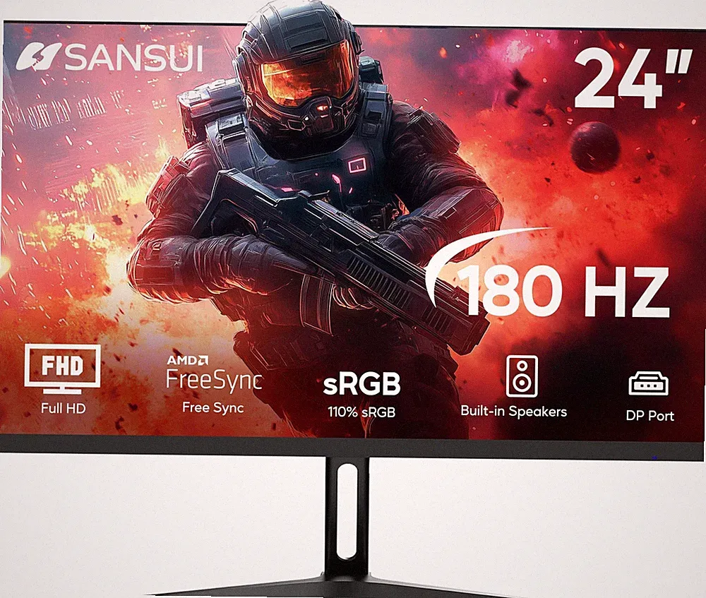 SANSUI 24 inch Gaming Monitor 180Hz 3ms Computer Monitor with Built-in Speakers