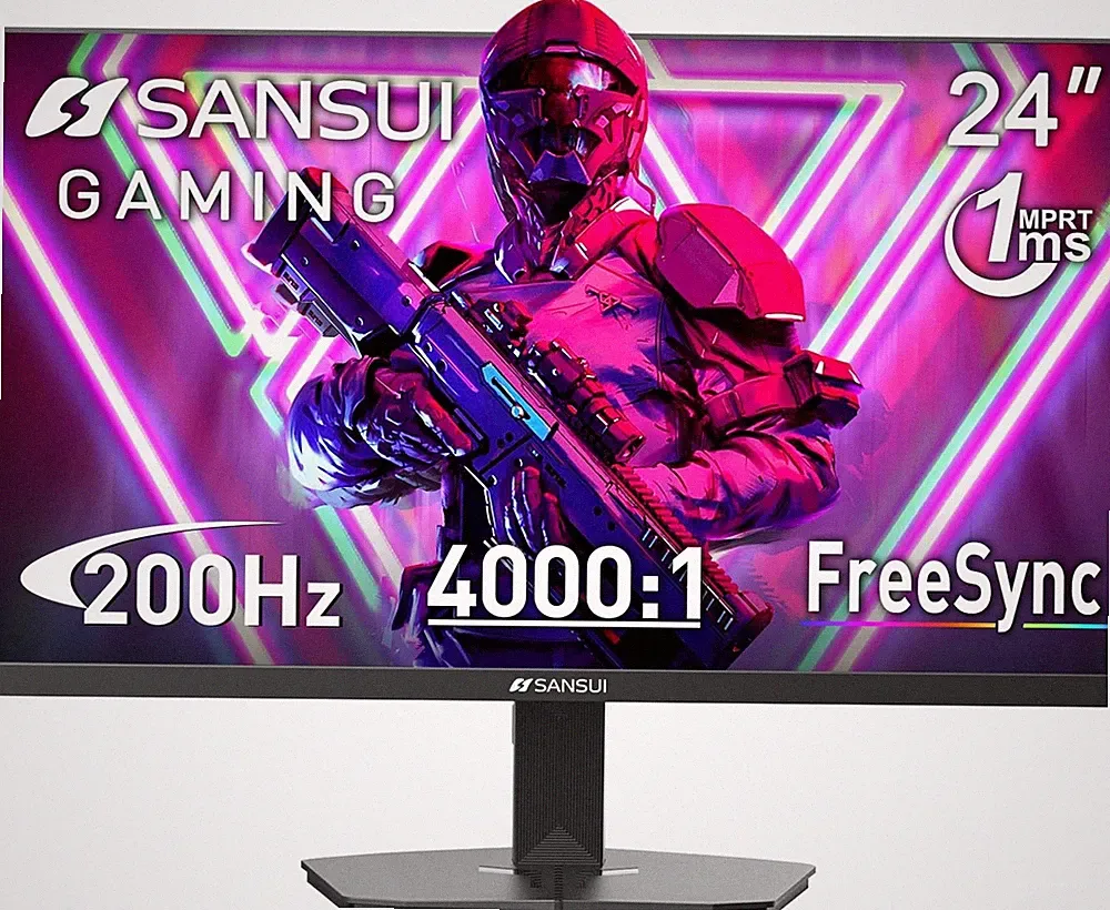 SANSUI 24 Inch Gaming Monitor 200Hz 1Ms FreeSync HDR 110% sRGB FHD 1080P 23.81