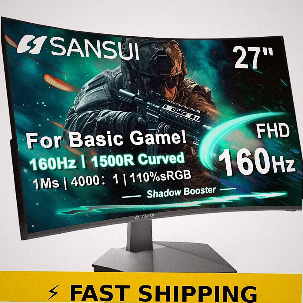 SANSUI 27" Curved 160Hz Gaming Monitor | FHD 1080P | FreeSync