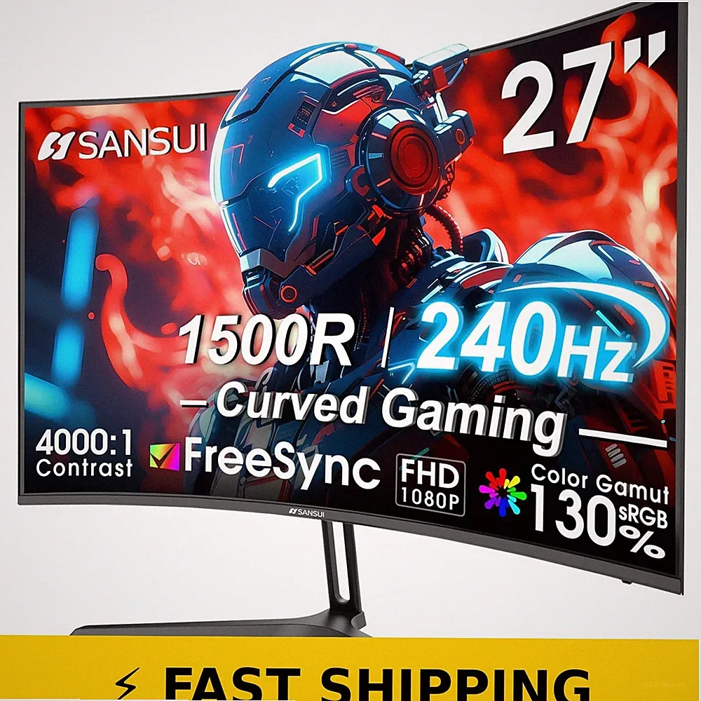 SANSUI 27" Curved 240Hz Gaming Monitor FHD 1080P