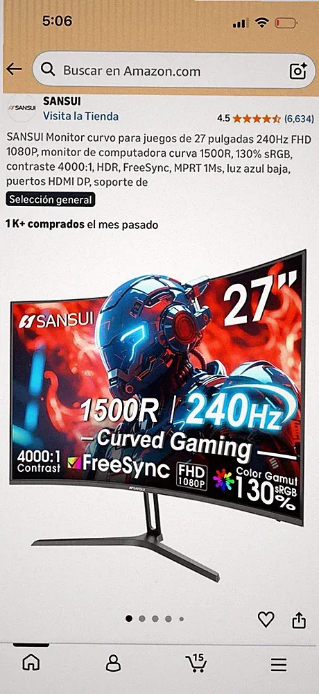 SANSUI 27" Curved Gaming Monitor 240Hz 1ms FHD FreeSync HDR 4000:1