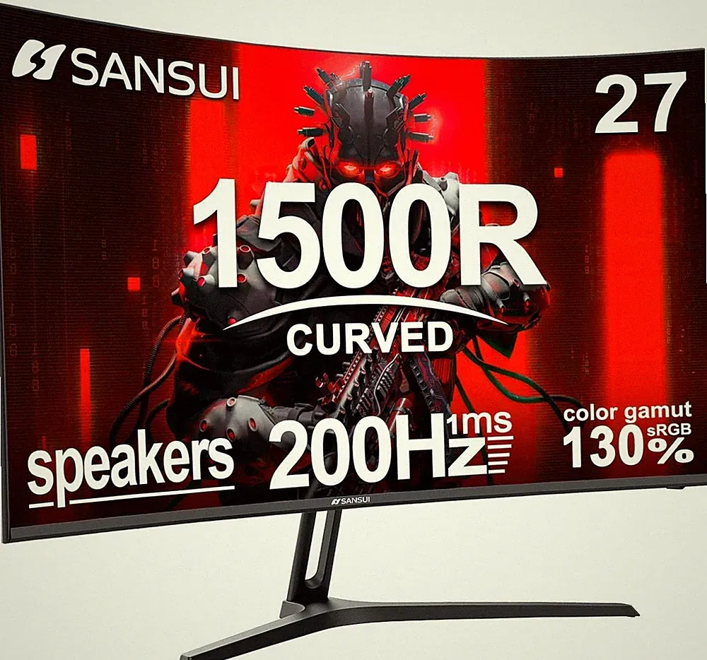Sansui 27-Inch Curved Gaming Monitor 1500R, 200Hz, 1ms, 130% sRGB Color Gamut