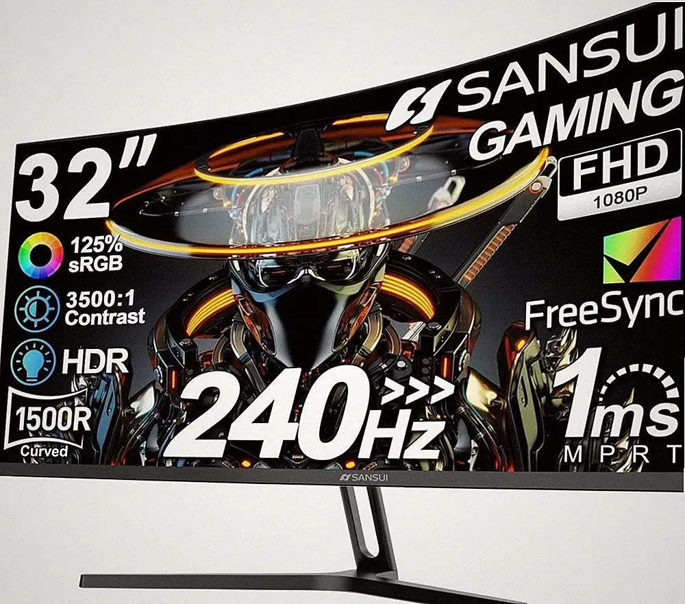 SANSUI 32" Curved 240Hz Gaming Monitor 1080p HDMI DP - PARTS ONLY