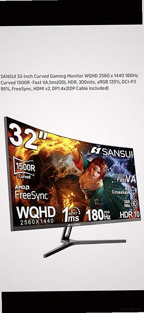 SANSUI 32-Inch 2K Curved Gaming Monitor WQHD 2560 x 1440 180Hz ES-G32c1q