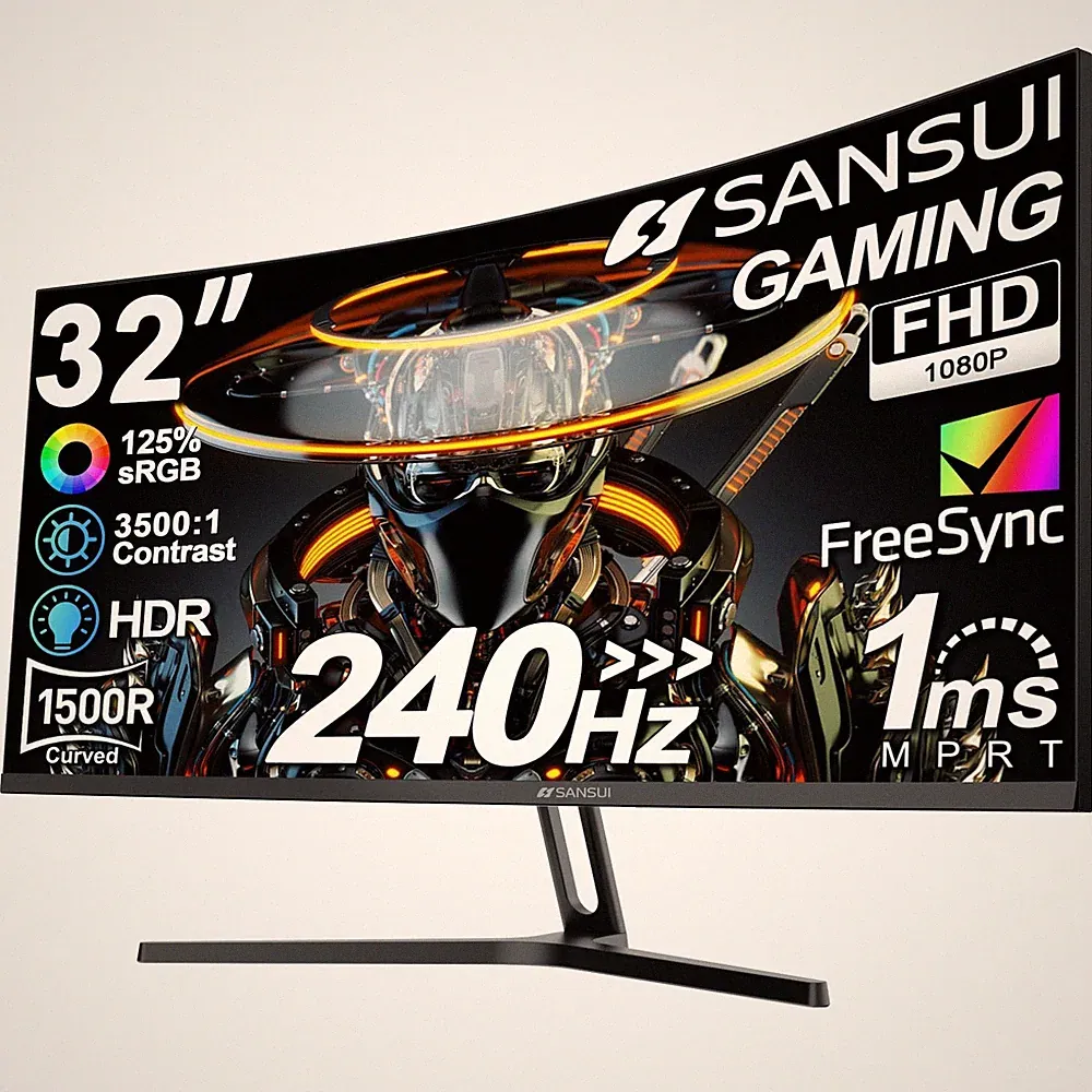 SANSUI 32 Inch Curved 240Hz Gaming Monitor High Refresh Rate, FHD 1080P Gamin...