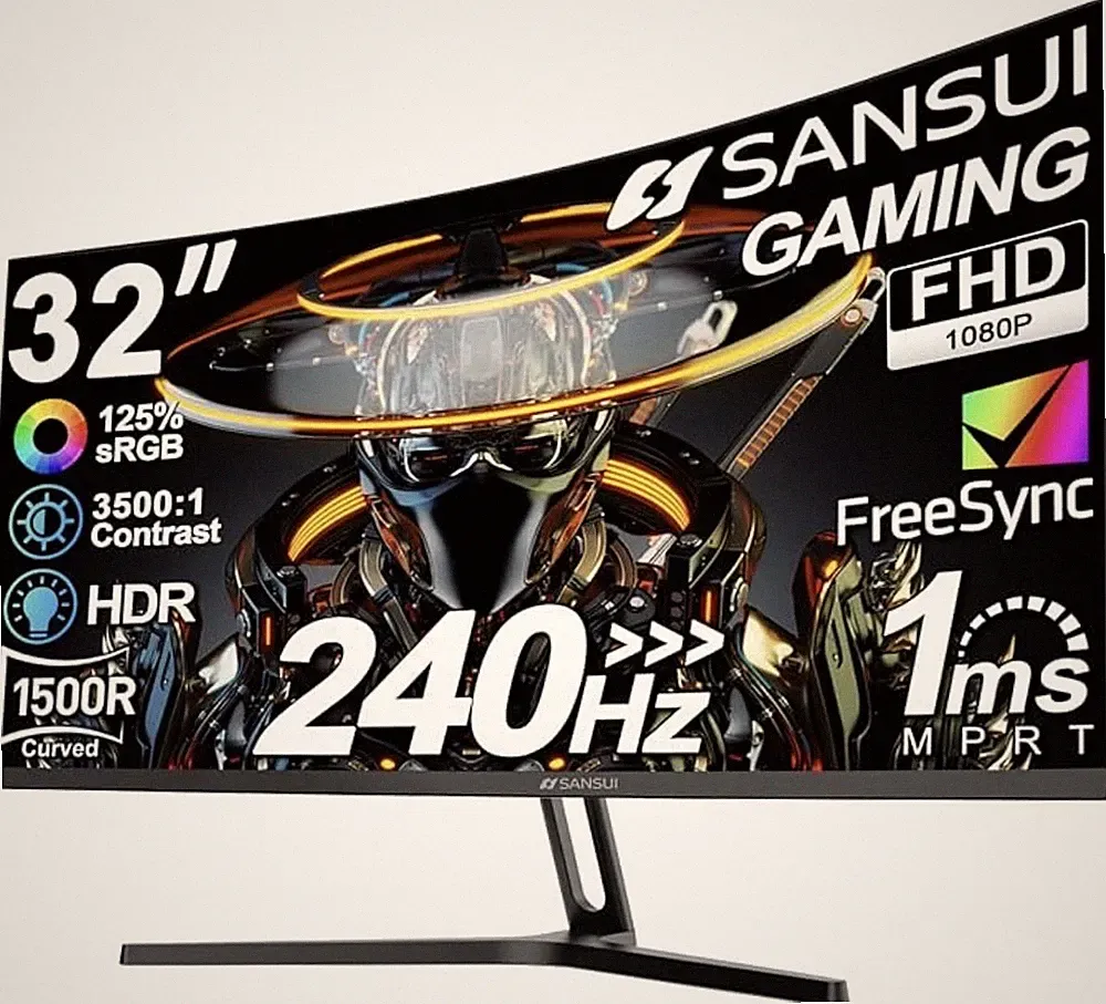 SANSUI 32 Inch Curved 240Hz Gaming Monitor High Refresh Rate,FHD 1080P Gaming PC