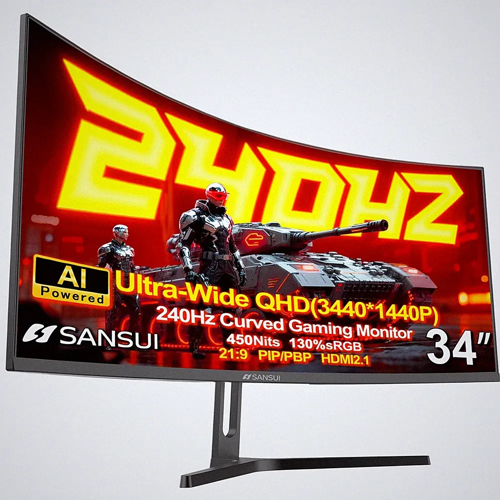 SANSUI 34 Inch Curved Monitor 240Hz UWQHD 3440×1440 Gaming Monitor, 21:9 2K.....