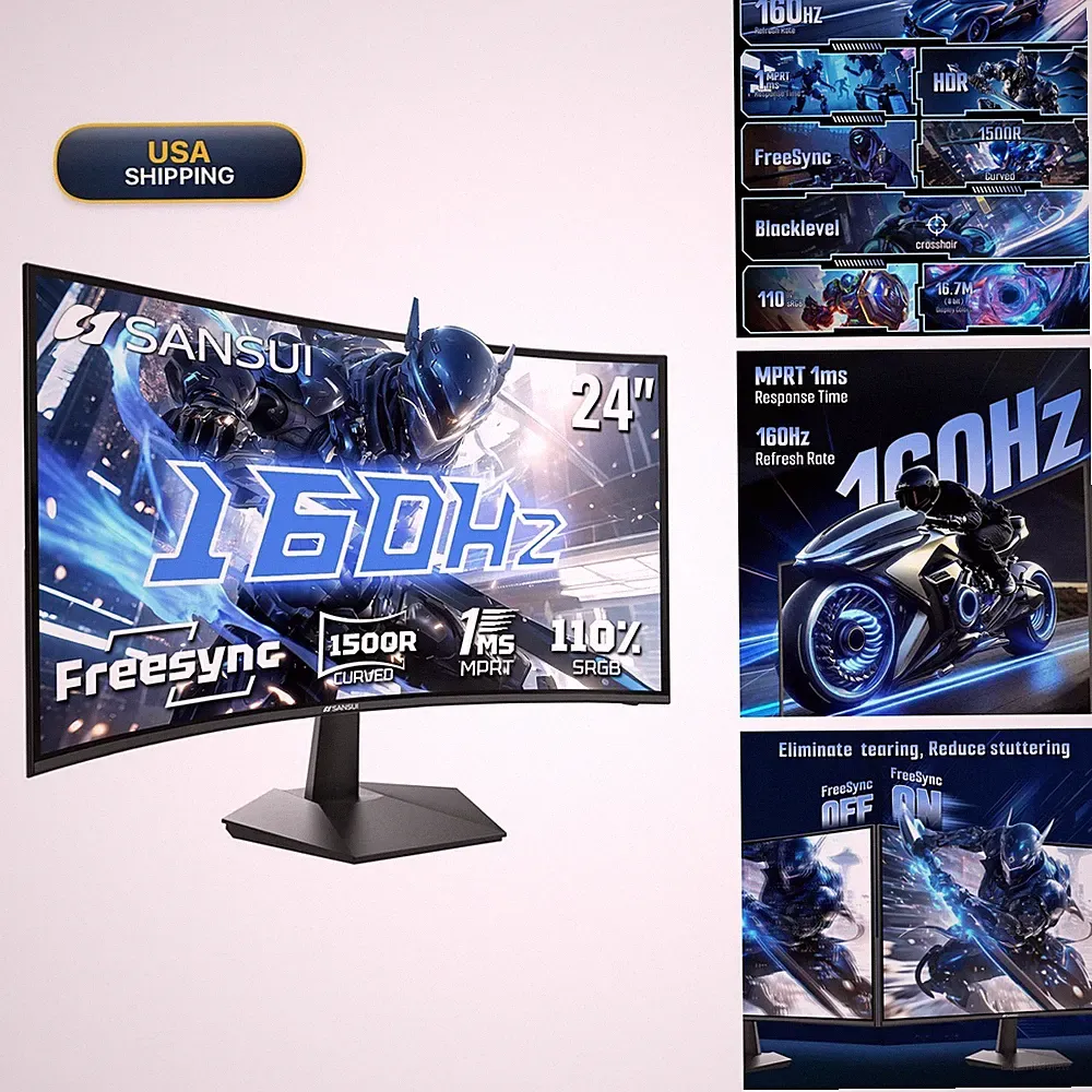SANSUI ES-G24C1L 24" Curved 160Hz 1080P Freesync HDR Gaming Monitor